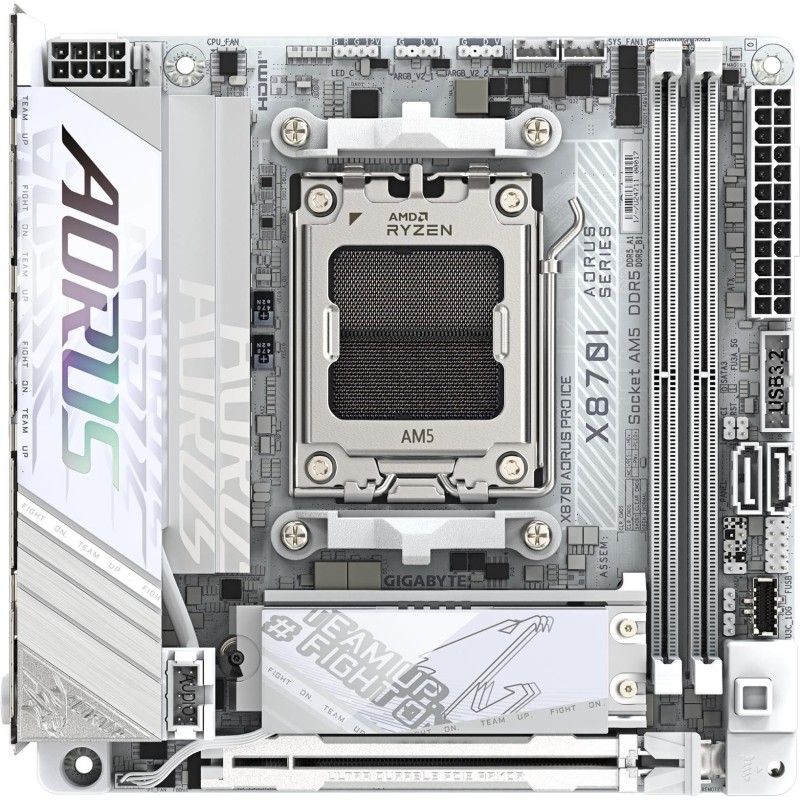 GIGABYTE AORUS X870I PRO ICE - Motherboard - Mini-ITX - Socket AM5 - AMD X870 Chipsatz - USB4, USB-C 3,2 Gen2, USB 3,2 Gen 2, U