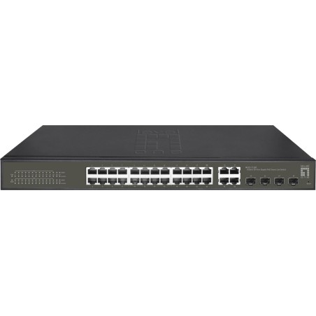 LevelOne Hilbert 28-Port Gigabit PoE Smart Lite Switch - 24 PoE Ausgänge - 4 x Gigabit SFP/RJ45 Combo - 802.3at/af PoE - 380W P