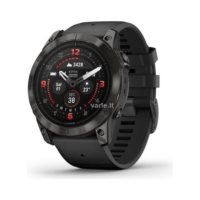 Garmin epix Pro (Gen 2) Smartwatch Sapphire Edition | 51 mm, kohlenstoffgraues DLC-Titan, mit schwarzem Armband (010-02804-0