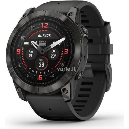 Garmin epix Pro (Gen 2) Smartwatch Sapphire Edition | 51 mm, kohlenstoffgraues DLC-Titan, mit schwarzem Armband (010-02804-0