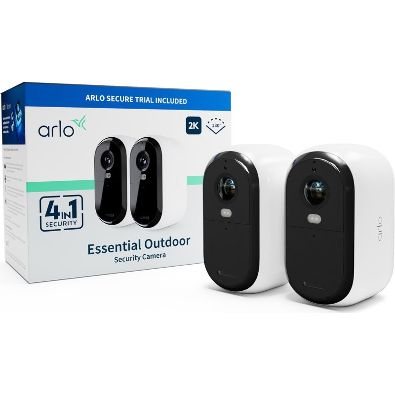 Arlo Essential - Netzwerk-Überwachungskamera - Innenbereich, Außenbereich - witterungsbeständig - Farbe (Tag&Nacht) - 4 MP - 25