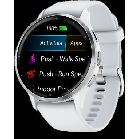 Garmin Venu 3 - 45 mm - verstärktes Polymer Whitestone - intelligente Uhr mit Band - Silikon - Handgelenkgröße: 135-200 mm - An