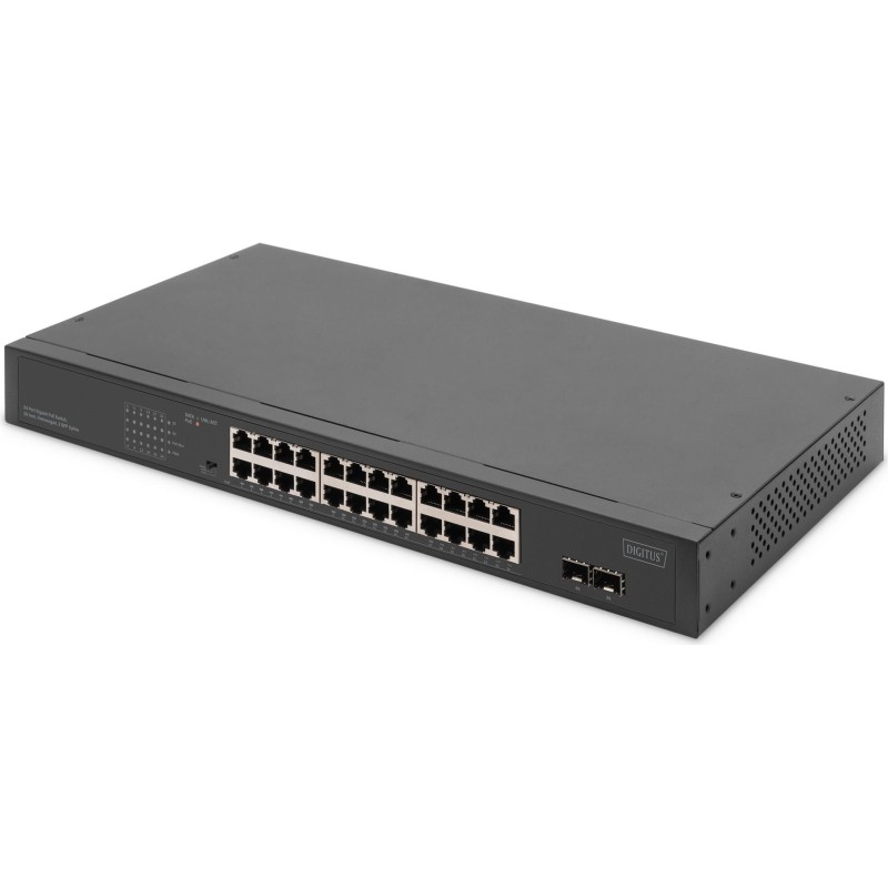 Digitus 24-Port Gigabit Netzwerkswitch - 19 Zoll - unmanaged,2 Uplink Ports - SFP - Unmanaged - Gigabit Ethernet (10/100/1000)
