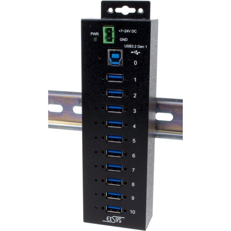 Exsys USB 3.2 Gen1 HUB 10-Port Managed N. inkl.USB-Kabel DIN-Rail-Kit (EX-1580SHMVS)