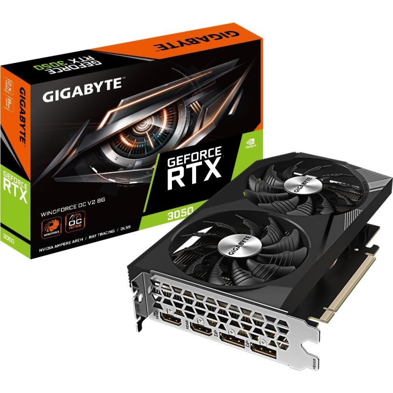 Gigabyte GeForce RTX 3050 WINDFORCE OC V2 - Grafikkarten - GF RTX 3050 - 8 GB GDDR6 - PCIe 4.0 - DVI, HDMI, DisplayPort - Box (