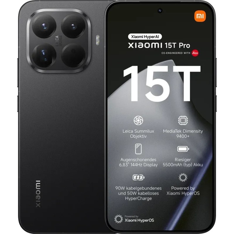 Xiaomi 15T Pro Black - 17,30cm (6,83") AMOLED, 512 GB Speicher, 12 GB RAM, 5G, HyperOS 2 (MZB0KUQEU)