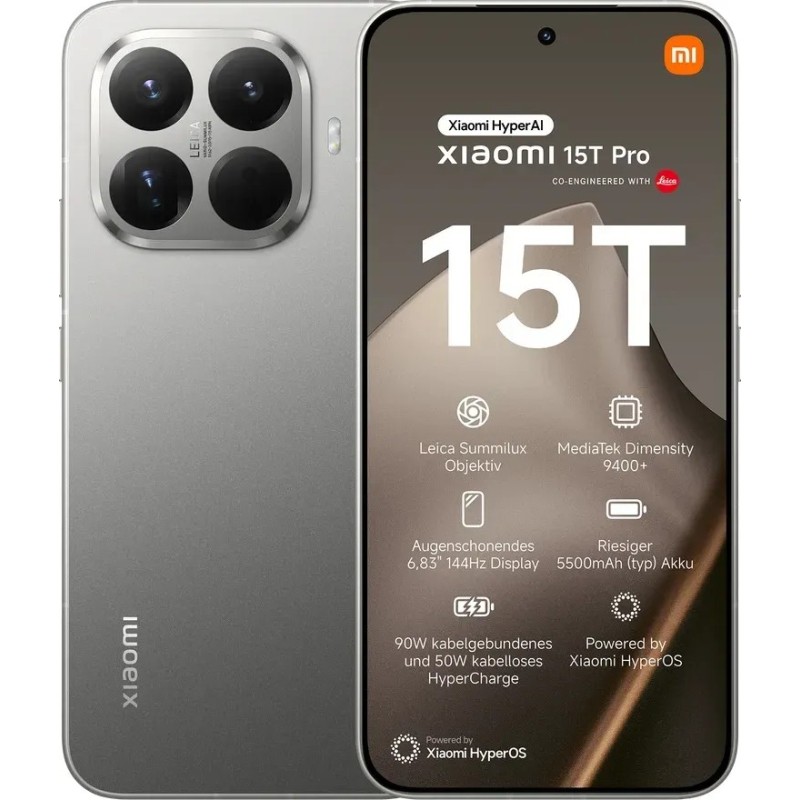 Xiaomi 15T Pro Gray - 5G Smartphone, 512 GB Speicher, 12 GB RAM, 6.83" AMOLED, 144Hz (MZB0KUUEU)