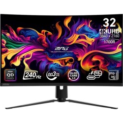 MSI MPG 321CURXDE QD-OLED Gaming-Monitor 80 cm (31.5 Zoll), schwarz, UltraHD/4K, QD-OLED, Curved, USB-Hub, KVM, 240Hz Panel (9S