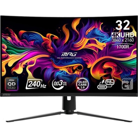 MSI MPG 321CURXDE QD-OLED Gaming-Monitor 80 cm (31.5 Zoll), schwarz, UltraHD/4K, QD-OLED, Curved, USB-Hub, KVM, 240Hz Panel (9S