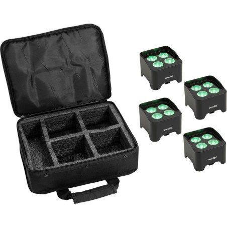 EUROLITE Set 4x AKKU Mini UP-4 QCL Spot MK2 + Softbag kabellose RGBW-Uplights