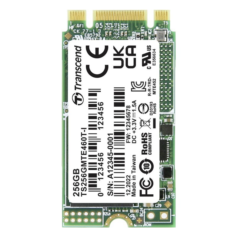 Transcend MTE460T-I 256 GB Interne M.2 PCIe NVMe SSD 2242 3.0 x2 Retail (TS256GMTE460T-I)