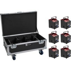 EUROLITE Set 6x AKKU UP-4 QCL Spot QuickDMX MK2 + Flightcase mit Rollen und Ladefunktion (20001039)