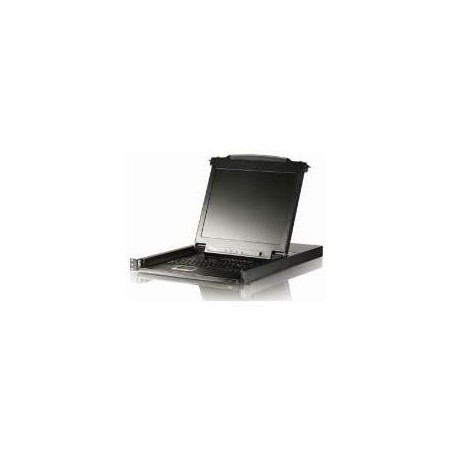 ATEN Arbeitskonsole 43 cm (17") mit integriertem KVM-Switch, PS/2 und USB - zum Einbau im 48,30cm (19") Schrank - DE Tastaturla