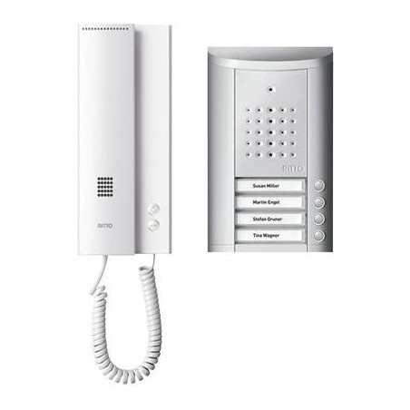 Ritto by Schneider Türsprechanlage Kabelgebunden Komplett-Set 1841420 4 Familienhaus Silber (1841420)