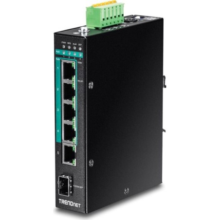 TRENDnet TI-PG541I - Switch - verwaltet - 4 x 10/100/1000 (PoE+) + 1 x 10/100/1000 + 1 x Gigabit SFP - an DIN-Schiene montierba