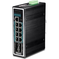 TRENDnet TI-PG1284I - Switch - L2+ - verwaltet - 8 x 10/100/1000 (PoE+) + 4 x Gigabit SFP - an DIN-Schiene montierbar - PoE+ (T