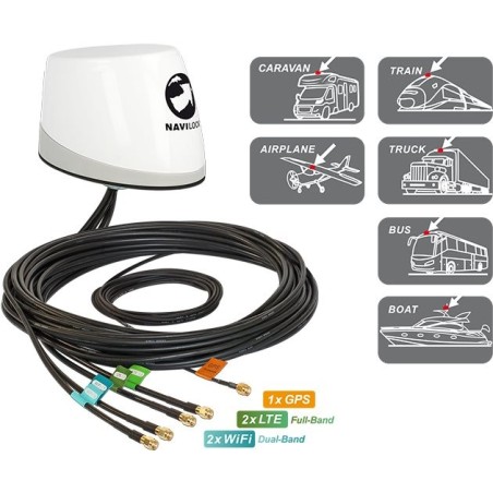 Delock Navilock NL-400 Multiband GNSS LTE-MIMO WLAN-MIMO IEEE 802.11 ac/a/h/b/g/n Antenne 5 x RP-SMA omnidirektional Dachmontag