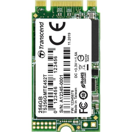 Transcend SSD/256GB, M.2 2242, PCIe Gen3x2, B+M Key, 3D TLC, PE: 3K (TS256GMTE452T)