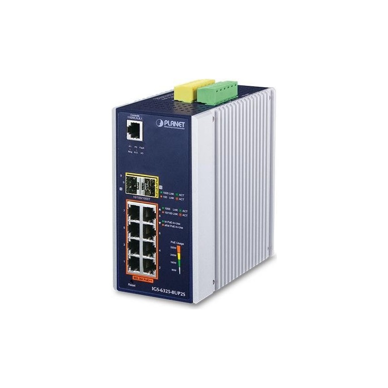 PLANET IGS-6325-8UP2S Netzwerk-Switch Managed Gigabit Ethernet (10/100/1000) Power over Ethernet (PoE) Schwarz - Edelstahl (IGS