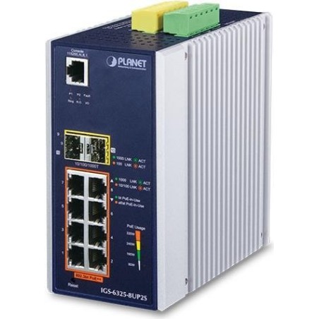 PLANET IGS-6325-8UP2S Netzwerk-Switch Managed Gigabit Ethernet (10/100/1000) Power over Ethernet (PoE) Schwarz - Edelstahl (IGS