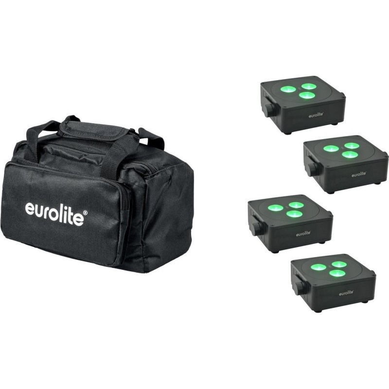 EUROLITE Set 4x AKKU IP Flat Light 3 sw + Soft-Bag (20000861)