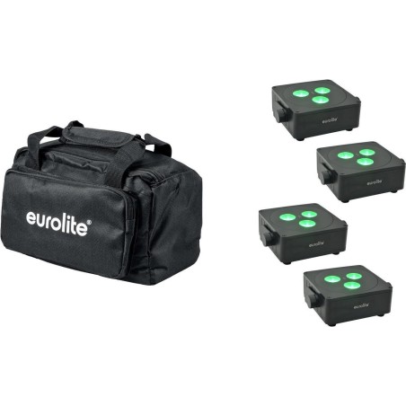 EUROLITE Set 4x AKKU IP Flat Light 3 sw + Soft-Bag (20000861)
