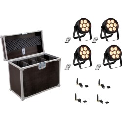 EUROLITE Set 4x LED 7C-7 Silent Slim Spot + USB QuickDMX + Case (20000857)