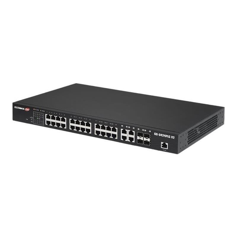 Edimax Pro GS-5424PLC V2 - Switch - Smart - 24 x 10/100/1000 (PoE+) + 4 x Kombi-SFP - an Rack montierbar - PoE+ (400 W)