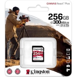 Kingston Canvas React Plus - Flash-Speicherkarte - 256GB - Video Class V90 / UHS-II U3 / Class10 - SDXC UHS-II (SDR2/256GB)