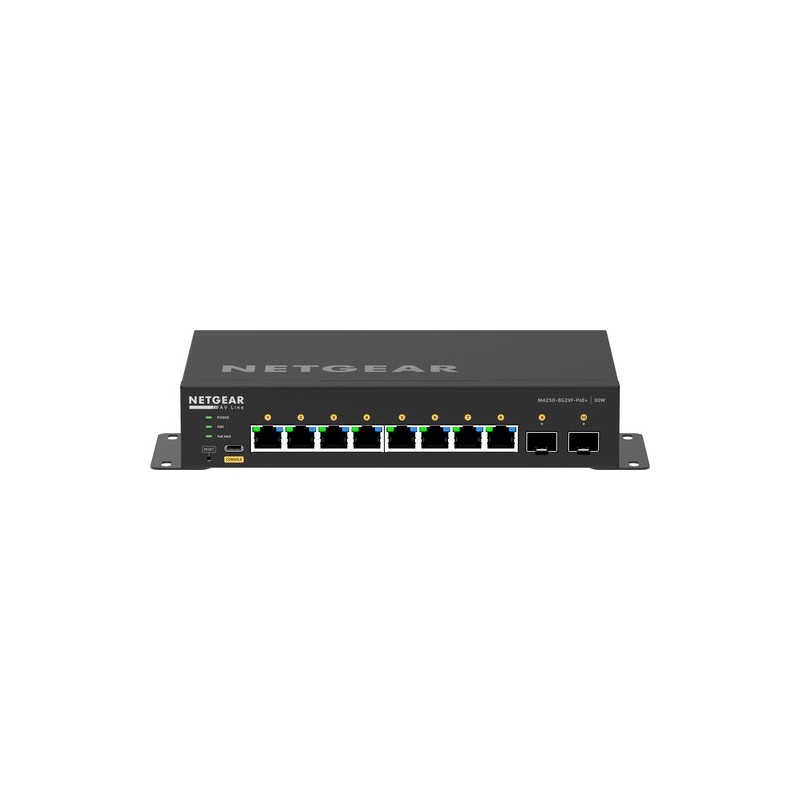 NETGEAR AV Line M4250-8G2XF-PoE+ - Switch - L3 - managed - 8 x 10/100/1000 (8 PoE+) + 2 x 10 Gigabit SFP+ - Seite-zu-Seite-Luft