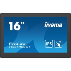 iiyama ProLite T1624MSC-B1, 39,6cm (15.6"), Projected Capacitive, 10 TP, Full HD, USB, Kit (USB), schwarz Touchmonitor (rahmenl