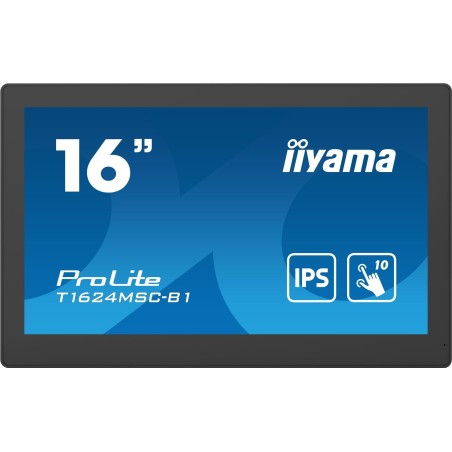 iiyama ProLite T1624MSC-B1, 39,6cm (15.6"), Projected Capacitive, 10 TP, Full HD, USB, Kit (USB), schwarz Touchmonitor (rahmenl