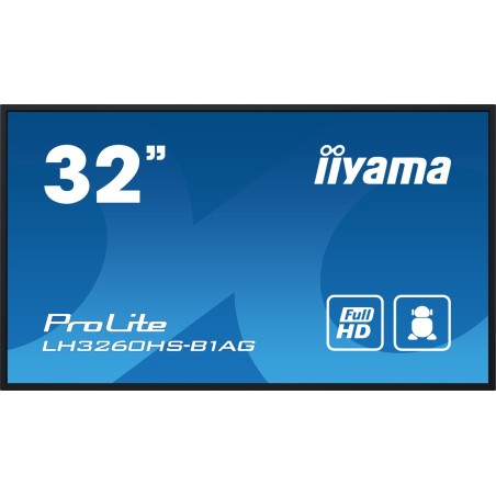 iiyama ProLite LH3260HS-B1AG, 80cm (31,5''), Full HD, USB, RS232, Ethernet, WLAN, Android, Kit (RS232), schwarz TFT Monitor, 16