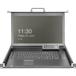 DIGITUS Modulare HD LCD KVM Konsole mit 17" TFT, 16-Port HDMI KVM Anschluss, Touchpad, deutsches Tastaturlayout (DS-72220-7GE)