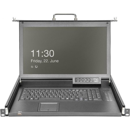 DIGITUS Modulare HD LCD KVM Konsole mit 17" TFT, 16-Port HDMI KVM Anschluss, Touchpad, deutsches Tastaturlayout (DS-72220-7GE)