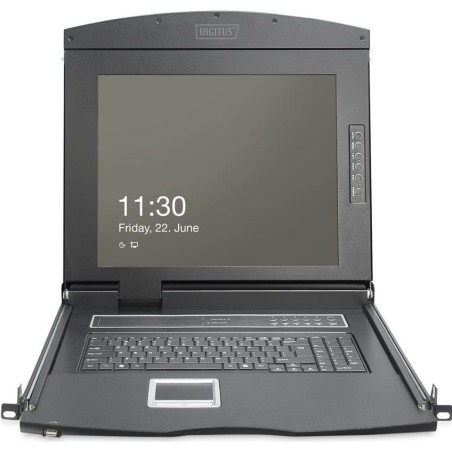 DIGITUS Modulare HD LCD KVM Konsole mit 19" TFT, 16-Port HDMI KVM Anschluss, Touchpad, deutsches Tastaturlayout (DS-72221-1GE)