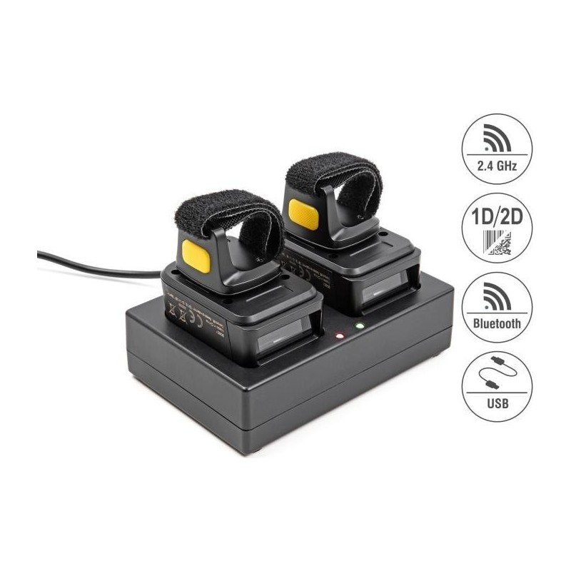 DeLOCK Ringbarcode Scanner 1D und 2D mit 2,4 GHz oder Bluetooth - Tragbares Barcodelesegerät - 1D/2D - CMOS - Codabar - Code 12