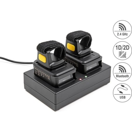DeLOCK Ringbarcode Scanner 1D und 2D mit 2,4 GHz oder Bluetooth - Tragbares Barcodelesegerät - 1D/2D - CMOS - Codabar - Code 12