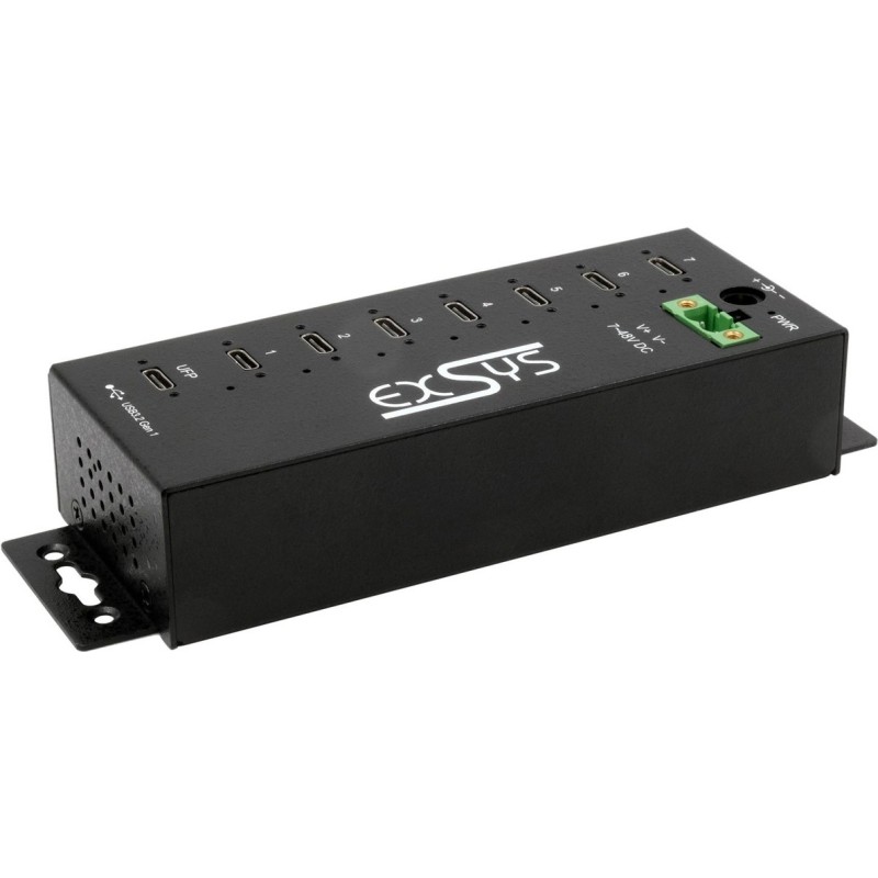 EXSYS GmbH Managed 7-Port USB 3.2 Gen 1 Metall HUB, 7x USB-C, 15KV ESD (EX-1537HMVS)