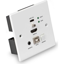 Lindy 150m Cat.6 HDMI 4K60 & Type C HDBaseT UK Wall Plate KVM Extender - Transmitter (38387)