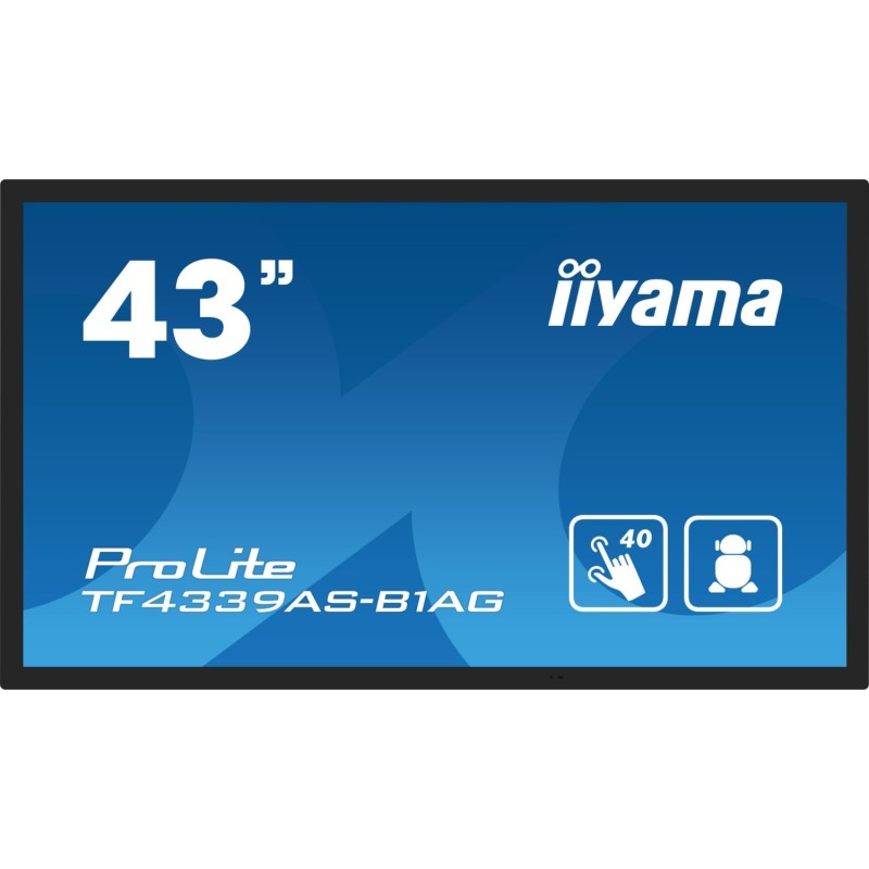 iiyama ProLite TF4339AS-B1AG, 24/7, Projected Capacitive, 4K, USB, RS232, Ethernet, Android, Kit (USB), schwarz Touchmonitor (o