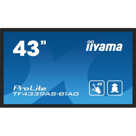 iiyama ProLite TF4339AS-B1AG, 24/7, Projected Capacitive, 4K, USB, RS232, Ethernet, Android, Kit (USB), schwarz Touchmonitor (o