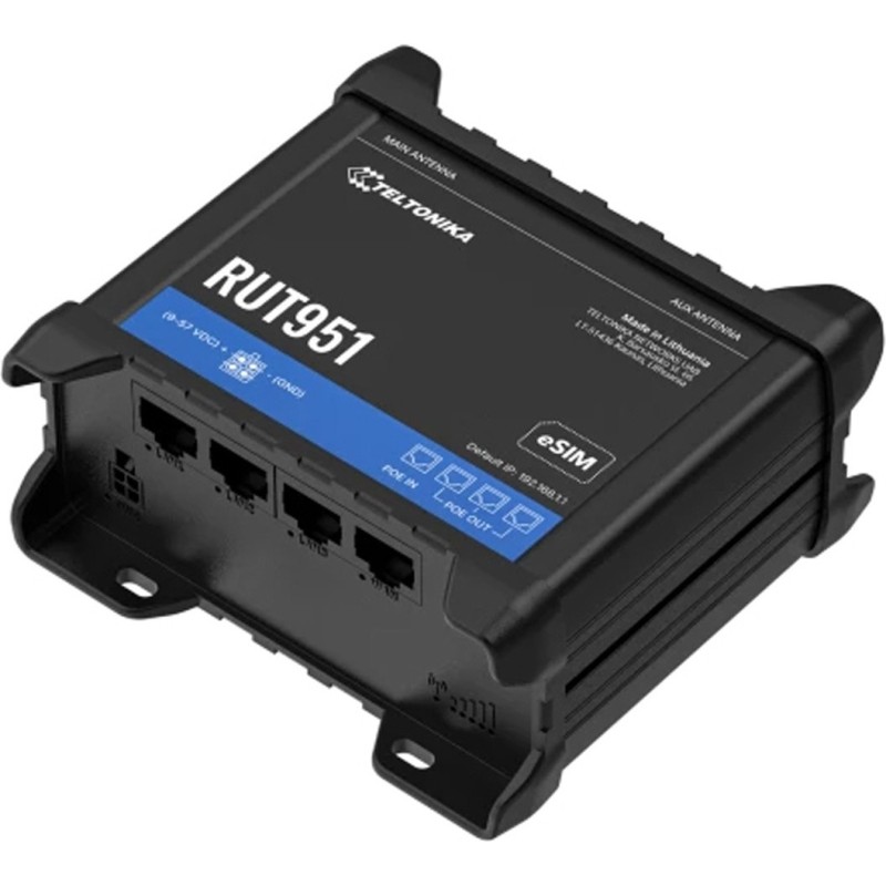 TELTONIKA NETWORKS RUT951 POE+ DUAL SIM eSIM 4G/LTE/3G/2G WiFi Router with PSU EU (RUT951B10K00)