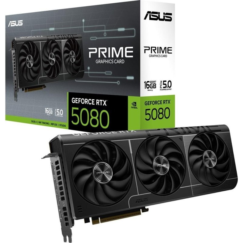 ASUS Prime GeForce RTX 5080 Grafikkarte 16GB GDDR7 PCIe 5.0 HDMI 3x DP Schwarz (90YV0LX1-M0NA00)