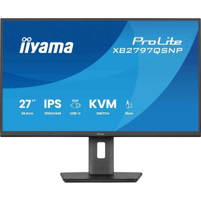iiyama ProLite XB2797QSNP B1 LED-Monitor 68,6 cm (27") QHD HDMI/DP/USB C/LAN Schwarz