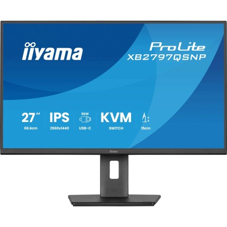 iiyama ProLite XB2797QSNP B1 LED-Monitor 68,6 cm (27") QHD HDMI/DP/USB C/LAN Schwarz