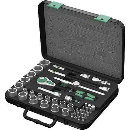 Wera Zyklop 8100 SB 2 - Drehmomentschlüssel mit Ratschenfunktion und Bit- sowie Steckschlüsselsatz - 43 Stücke (05003594001)