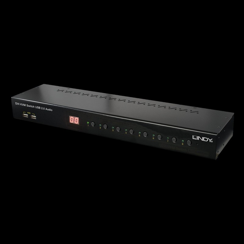 Lindy KVM Switch Pro USB2.0 Audio DVI-I - KVM-/Audio-/USB-Switch - USB - 8 x KVM/Audio/USB - 1 lokaler Benutzer - Desktop (3931