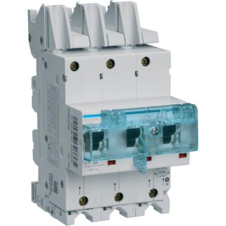 Hager HTS390E. Anzahl der Pole: 3P. AC Eingangsspannung: 230-400 V, Nominale Stromabgabe: 100 A (HTS390E)