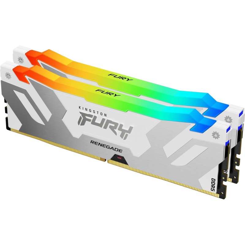 Kingston FURY Renegade RGB - DDR5 - Kit - 64GB: 2 x 32GB - DIMM 288-PIN - 3200 MHz / PC5-51200 - CL32 - on-die ECC - weiß, Silb